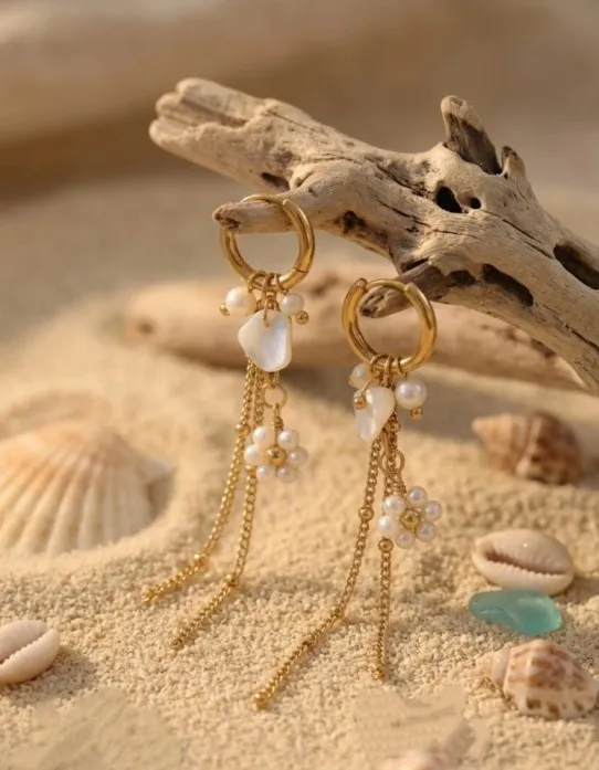 Boucles d'oreilles fleurs (Blanc)